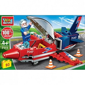 Конструктор из серии Армия - Истребитель, 93 детали с фигуркой (Город мастеров, 7111-BL)