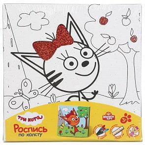 Набор для творчества Холст для росписи Три кота. Карамелька с глиттером, 15 х 15 см (MultiArt, 26718-TC)