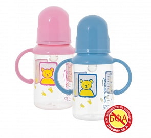 Бутылочка с ручками и силиконовой соской, 125 мл (Курносики, 11000)