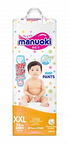 Трусики-подгузники Manuoki, размер XXL 15+ кг, 36 штук (Manuoki, JPM014)
