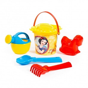 Набор Disney - Принцесса №4: ведро малое с наклейкой, ситечко-цветок, совок №2, грабельки №2, формочка, лейка малая №3 (Полесье, 66343)