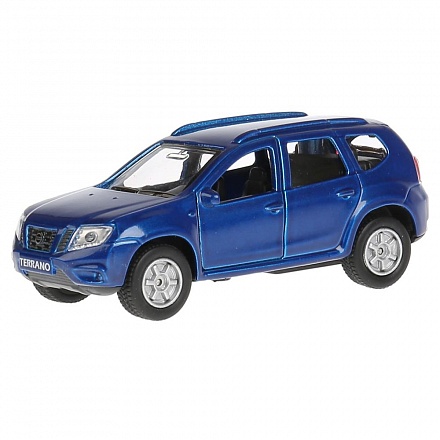 Машина металлическая Nissan Terrano синий, 12 см., открываются двери и багажник, инерционная -WB)