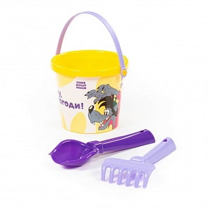 Набор для песка Ну, погоди № 1: ведро малое с наклейкой, совок №2, грабельки №2 (Полесье, 83210) (ассортимент)