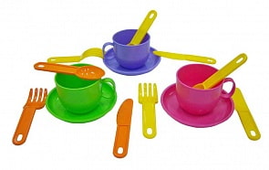Игровой набор – детская посуда на три персоны,  Минутка (ПОЛЕСЬЕ, П-9561)