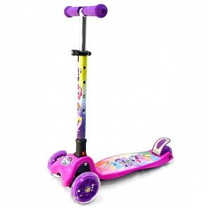 Самокат 3-х колесный складной Hasbro - My Little Pony со светящимися колесами (Next, S103MLPsim)