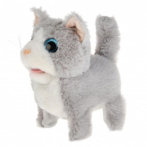 Интерактивный котенок – Дымка, 16 см, с бутылочкой, звук (Мой питомец, JX-2447A)