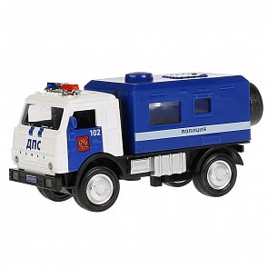 Инерционная металлическая машина Полиция Kamaz Будка 12 см, свет-звук открываются двери (Технопарк, KAM13-P-SL)