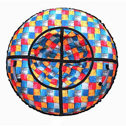 Санки надувные тюбинг с дизайном Цветная мозаика, диаметр 118 см. 