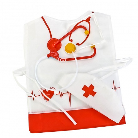 Игровой набор Медик с 4 предметами: накидка, колпак, стетоскоп, очки 