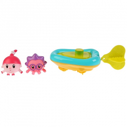 Игрушка пластизоль для ванны из серии Малышарики – Лодка + Ежик и Нюшенька, 4,5 см 