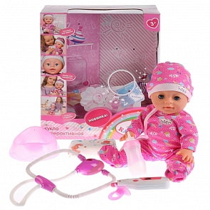 Функциональный пупс с набором доктора 35 см, пьет, писает, звуковой стетоскоп (Карапуз, Y35BB-ICDTR-RU)