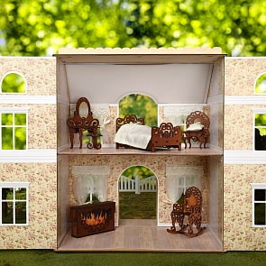 Набор обоев и ламината для дома с черепичной крышей - Цветочный сад (ЯиГрушка, 59505-3)