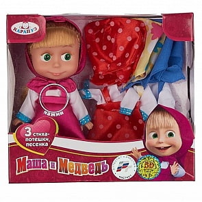 Кукла Маши из м/ф «Маша и медведь», 25 см., говорит 3 стиха-потешки, поет песенку, одежда в комплекте (Карапуз, 83035sim)