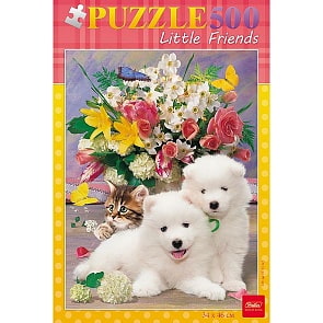 Пазлы 500 элементов – Милые друзья и букет (Hatber, 500ПЗ2-12713)