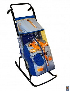 Санки-коляска Снегурочка-2-Р Медвежонок, цвет синий-серый (RT, 3540RT)