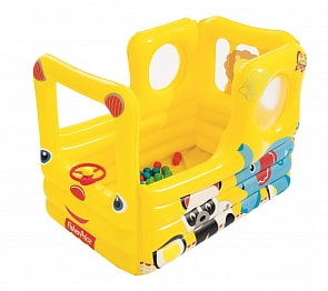 Игровой центр - Школьный автобус с 20 шариками из серии Fisher Price, размер 137 х 96 х 96 см. (Bestway, бв93506)