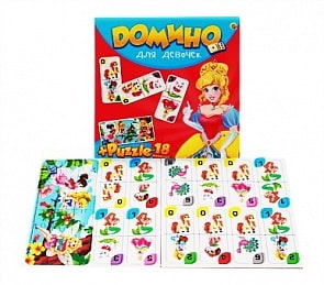 Настольная игра – Домино и Пазлы, 18 элементов (Рыжий кот, ИН-6754)