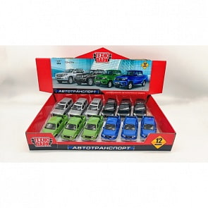 Инерционная металлическая модель - Toyota Prado/Uaz Pickup микс, 12 см (Технопарк, PRADO-PICKUP-12DB12-MIX)