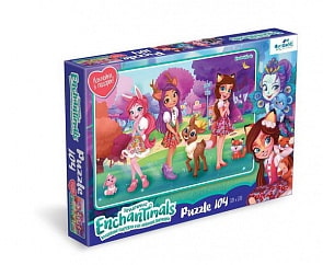 Пазл Энчантималс. Подружки и зверюшки, 104 детали, наклейки (Origami, 04708)