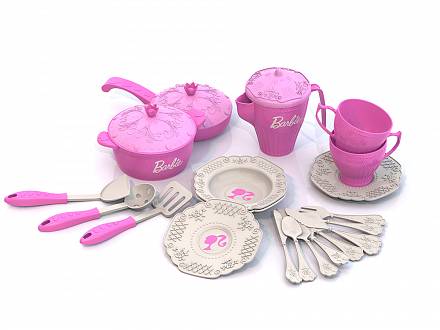 Набор кухонной и чайной посудки Barbie™, – Барби, 21 предмет 