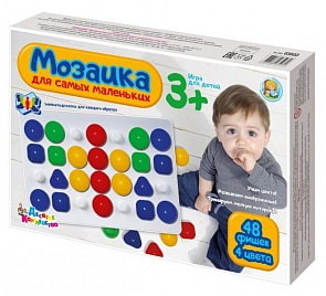 Мозаика для самых маленьких, диаметр детали 4 см, 4 цвета, 48 элементов (Десятое королевство, 03503ДК)