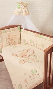 Комплект в кроватку 7 предметов – Mika, сатин, зеленый (Золотой Гусь, 1114)