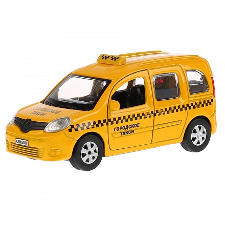 Машина инерционная металлическая - Renault Kangoo, такси, 12 см, открываются двери 