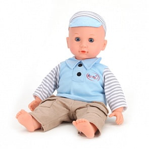 Пупс, 38 см., озвученный, 5 функций, моргает и реагирует на хлопки в ладоши (Карапуз, 11151-RUsim)
