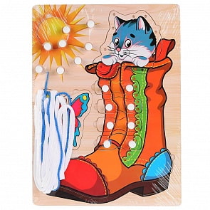 Игрушка деревянная - Шнуровка в пленке (Буратино, 37-51-R)