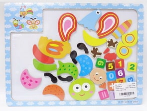 Мозаика магнитная - Петух, бабочка, гусеница (Junfa Toys, C-001)