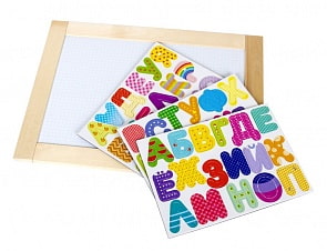 Двухсторонняя обучающая магнитно-маркерно-меловая доска - Веселая азбука, 50 магнитных букв (Десятое королевство, 02697ДК)