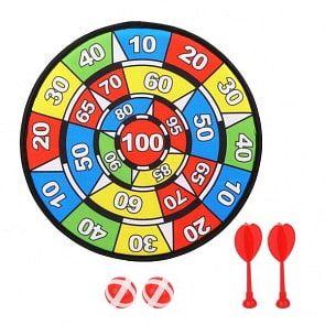 Дартс детский 36 см, 2 дротика на липучке и 2 шарика (Наша игрушка, F729)