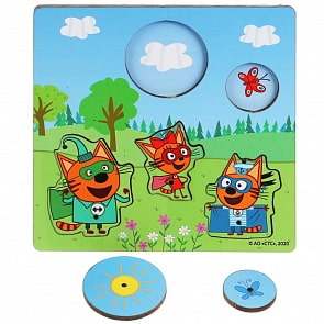 Деревянная настольная игра вкладыш Супергерои из серии Три кота (Буратино, СИМБАТ-002)