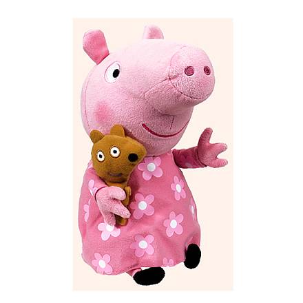 Мягкая игрушка «Beanie Babies» - Peppa Pig свинка Пеппа в цветочном платье, 30 см. 