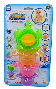 Черепаха-мельница для ванной, в наборе с аксессуарами (4 предмета) – Веселое купание (Abtoys, PT-00527)