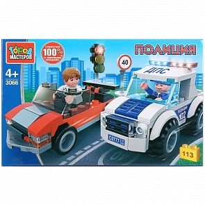 Конструктор - Погоня за нарушителем, с фигурками, 113 деталей (Город мастеров, 3066-UU)