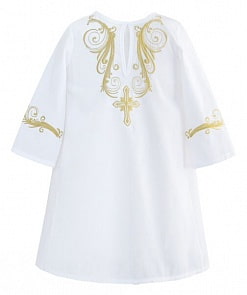 Крестильная рубашка с вышивкой золотом – модель 2 (Золотой Гусь, 11175-z)
