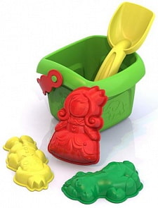 Набор для песка №134 - ведерко ШКД17, совочек малый Шкода, 3 формочки Сказка (Нордпласт, Н-431860) (ассортимент)