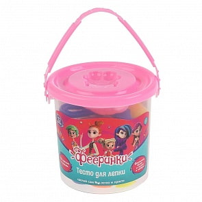 Набор тесто для лепки - Фееринки, 12 цветов по 90 грамм, формочка, валик, глаза (MultiArt, 9012-FR)