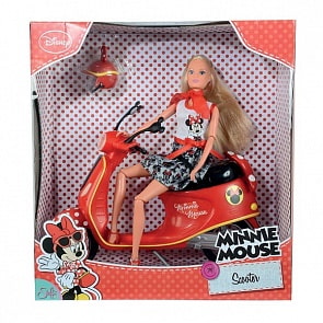 Кукла Штеффи "Minnie Mouse" на мопеде (Simba, 5748641)
