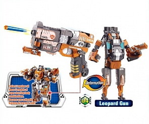 Робот-бластер Deformation 2 в 1 - Leopard GUN с мягкими снарядами, защитные очки (Junfa Toys, SB201-4)