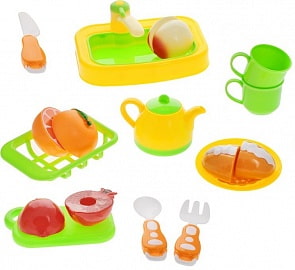 Набор посудки и продуктов «Помогаю Маме», 18 предметов (ABtoys, PT-00364)