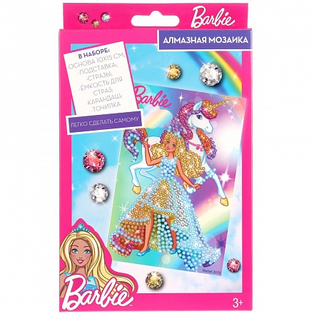 Набор для творчества - Алмазная мозаика Barbie 10 х 15 см с аксессуарами 