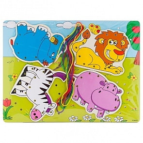 Пазл-шнуровка деревянный Животные Саванны (Junfa Toys, XQ6001) Пазл-шнуровка деревянный Животные Саванны (Junfa Toys, XQ6001)