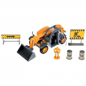 Набор Стройка: инерционный металлический погрузчик 15 см с аксессуарами (Технопарк, SB-17-76WB)