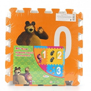 Коврик-пазл "Маша и медведь" с вырезанными цифрами (Играем вместе, FS-NUM-03-MMsim)