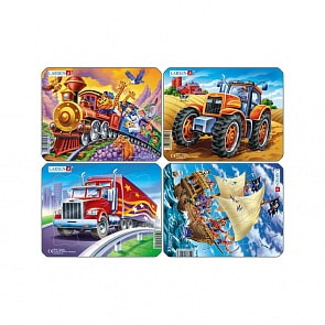 Пазл - Пираты-Трактор-Грузовик-Поезд, 8 деталей (Larsen, Z7k)