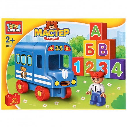 Конструктор – Большие кубики: автобус, 21 деталь 