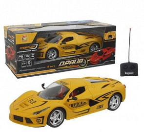 Машина на радиоуправлении из серии Драйв, масштаб 1:16, 27 см, 4 канала, 27 МГц, АКБ 3,6 V 700mAh, свет, матовый желтый (1Toy, Т13855)