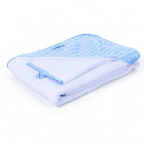 Полотенце с уголком и варежкой Nuovita Grazia 100 x 100 махра/плюш-клетка, бело-голубой / bianco-blu (Nuovita, NUO-DPOL_1620)